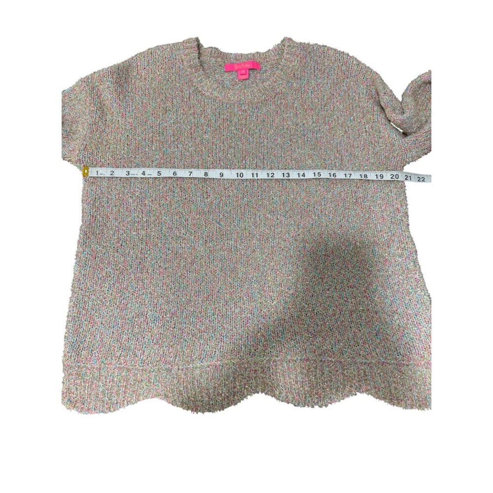 Lilly Pulitzer Gliana Metallic Rainbow Sweater Multicolor Boucle Knit Size M - Picture 6 of 10